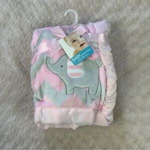 Baby Essentials Pink Gray Elephant Blanket Chevron Zig Zag Stripes White Lovey